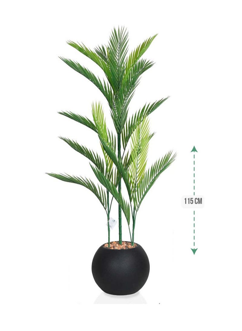 تالا شجرة أريكا صناعية بارتفاع 115 سم – مظهر طبيعي واقعي مع أصيص أنيق باللون الأسود - Image 1