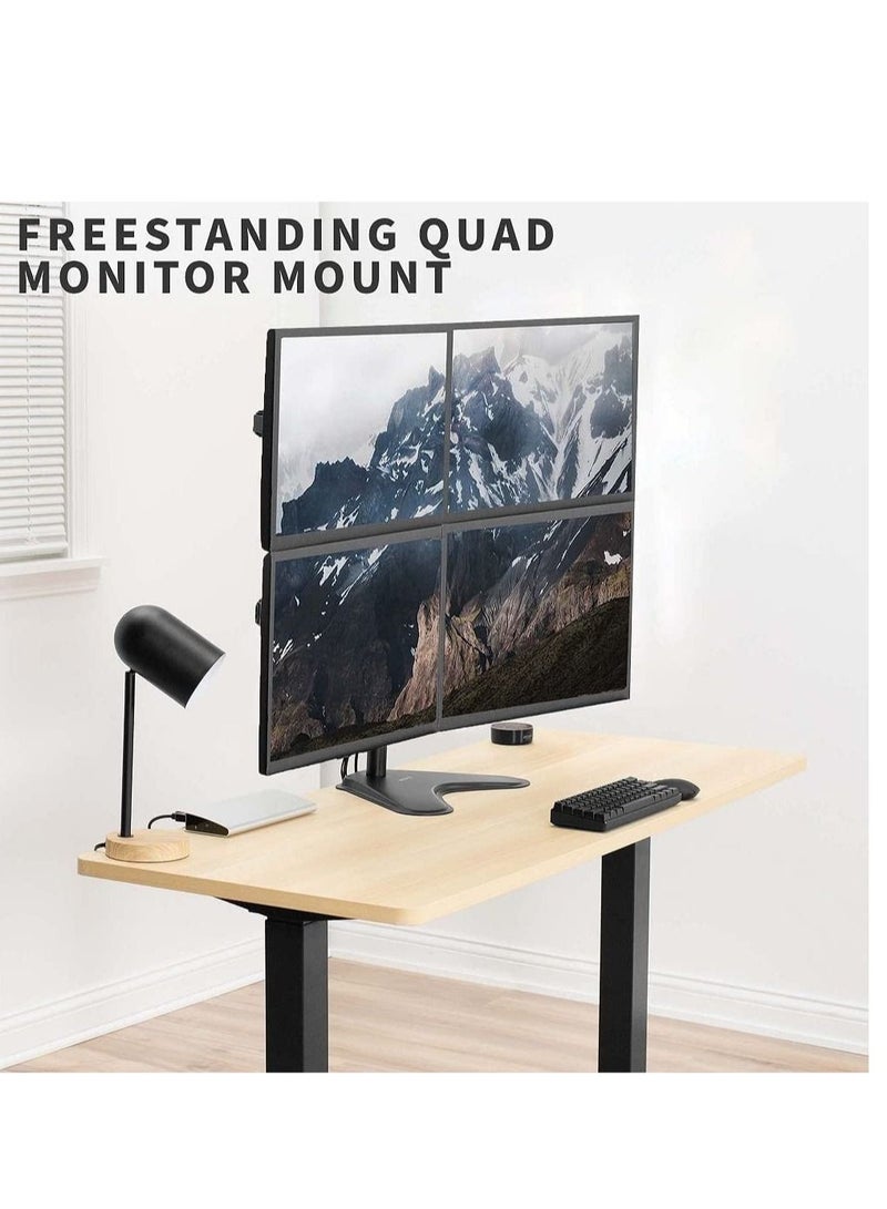 13 to 30 inch Monitor Free-Standing Mount, Fully Adjustable Desk Stand, Holds 4 Flat or Curved Display Screens - Image 2