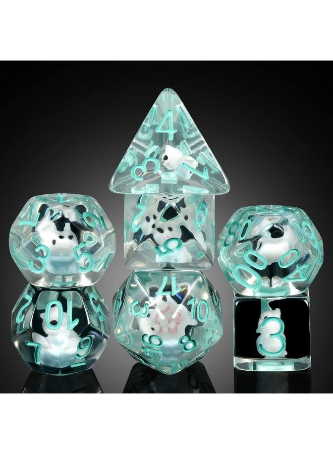 DNDND Cat Dice Dice Dnd Dndnd 7Pcs Resin D&D Dice With Velvet Bag For Dungeons And Dragons Role Playing Games And Tabletop Games（Cat - Image 1