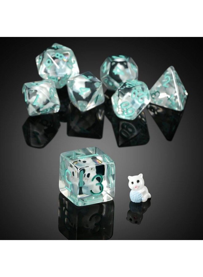 DNDND Cat Dice Dice Dnd Dndnd 7Pcs Resin D&D Dice With Velvet Bag For Dungeons And Dragons Role Playing Games And Tabletop Games（Cat - Image 3
