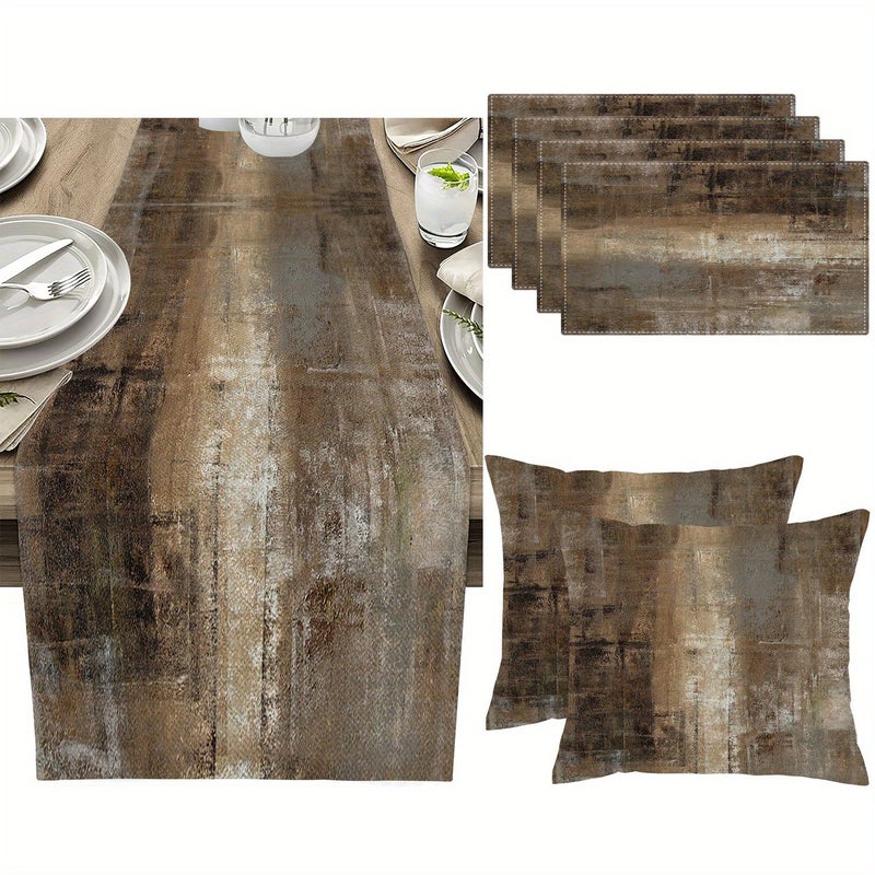 Dreamlike Abstract Art Table Flag Runner Set Of 7 Pieces Home Kitchen Wedding Decoration - Image 1