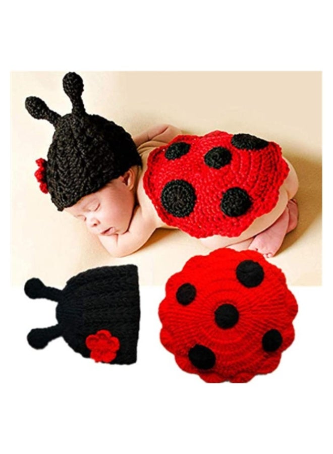 Baby Seven Star Ladybug Photography Costume,  Newborn Photography Prop, Clothes Photoshoot Costume Accessory for Baby Boys Girls, Baby Hundred Days Seven Stars Ladybug Cloak Photography Set - Image 2