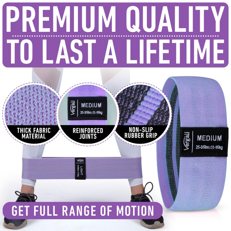 Vergali Resistance Bands for Working Out with Workout Bands Guide. 4 Booty Bands for Women Men Fabric Elastic Bands for Exercise Bands Resistance Bands for Legs Bands for Working Out Hip Thigh Glute Bands Set - Image 5