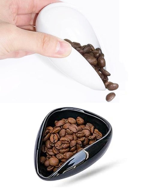 Ceramic Coffee Bean Weighing Tray 2pcs Holding Tea Bath Salts Coffee Flour Raisins Nuts White/Black