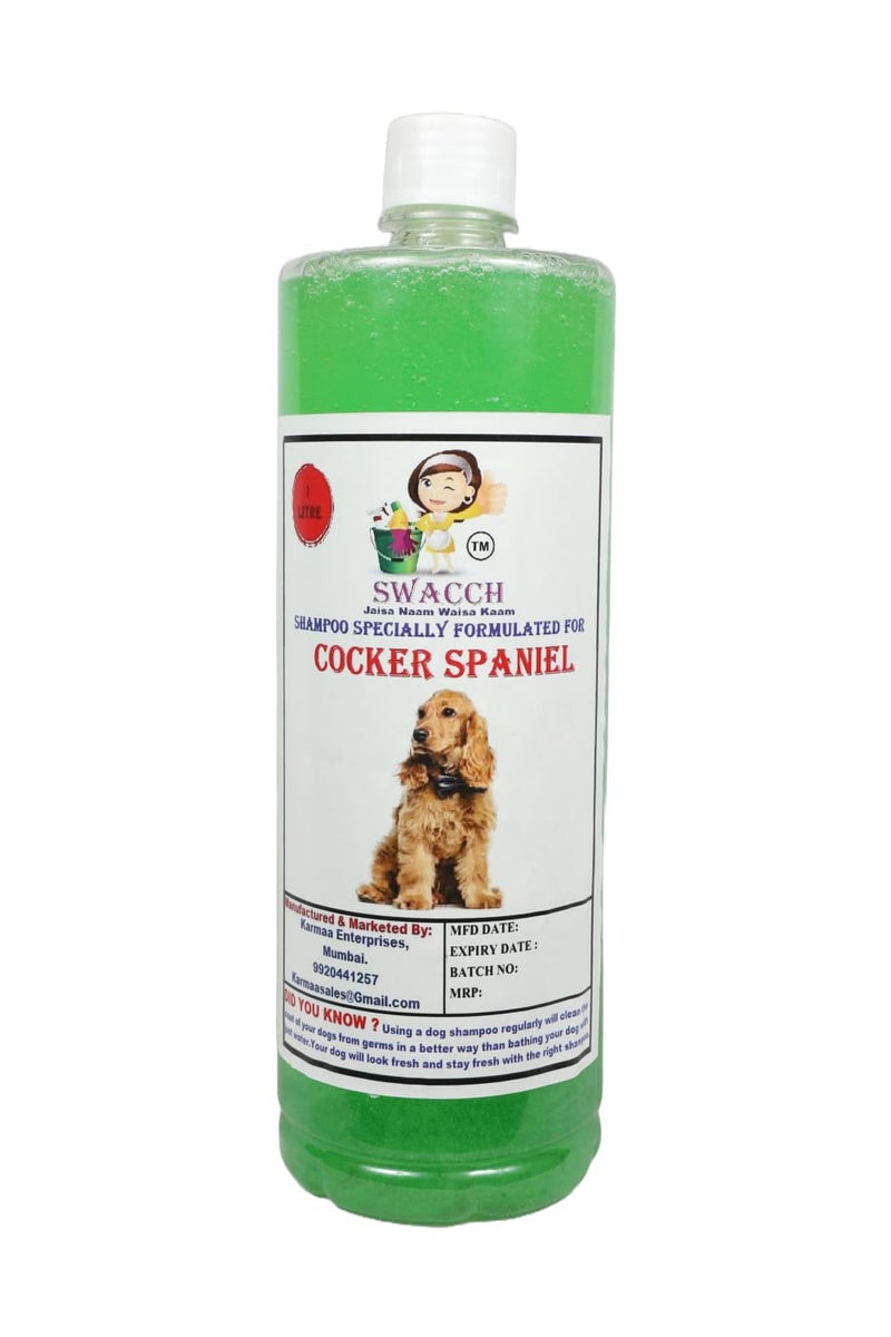 swacch Shampoo | Puppy Safe Shampoo | Cocker Spaniel Dog Shampoo 1 Litre Neem Alovera + | Rubber Bath Brush with Adjustable Straps | Pet Massage | Soothing Bristles Hand Brush I Combo Pack - Image 1