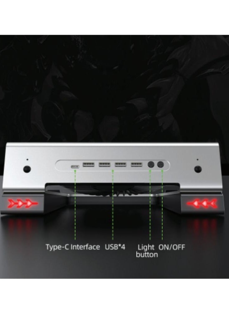 NCTS NCTS-AL11R Notebook Cooler Aluminum Cooling Pad for laptops up to 15.6", 1300 rpm fan, RGB lighting modes, aluminum body  - Image 3