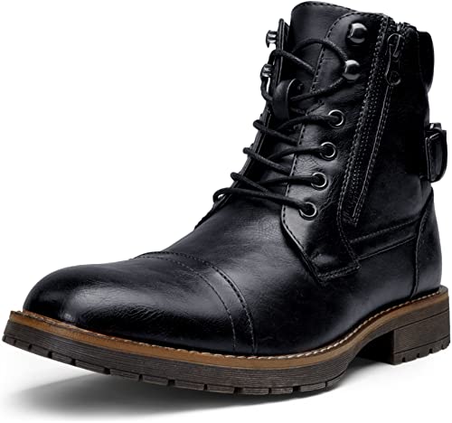 Vostey Men's Boots Black Boots for Men Casual Boots Motorcycle Combat Ankle Dress Boots Mens (BMY678A black 10.5) - Image 1