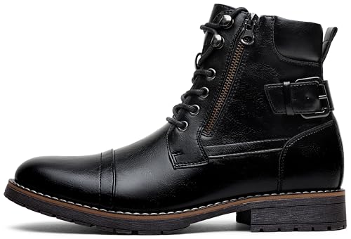 Vostey Men's Boots Black Boots for Men Casual Boots Motorcycle Combat Ankle Dress Boots Mens (BMY678A black 10.5) - Image 2