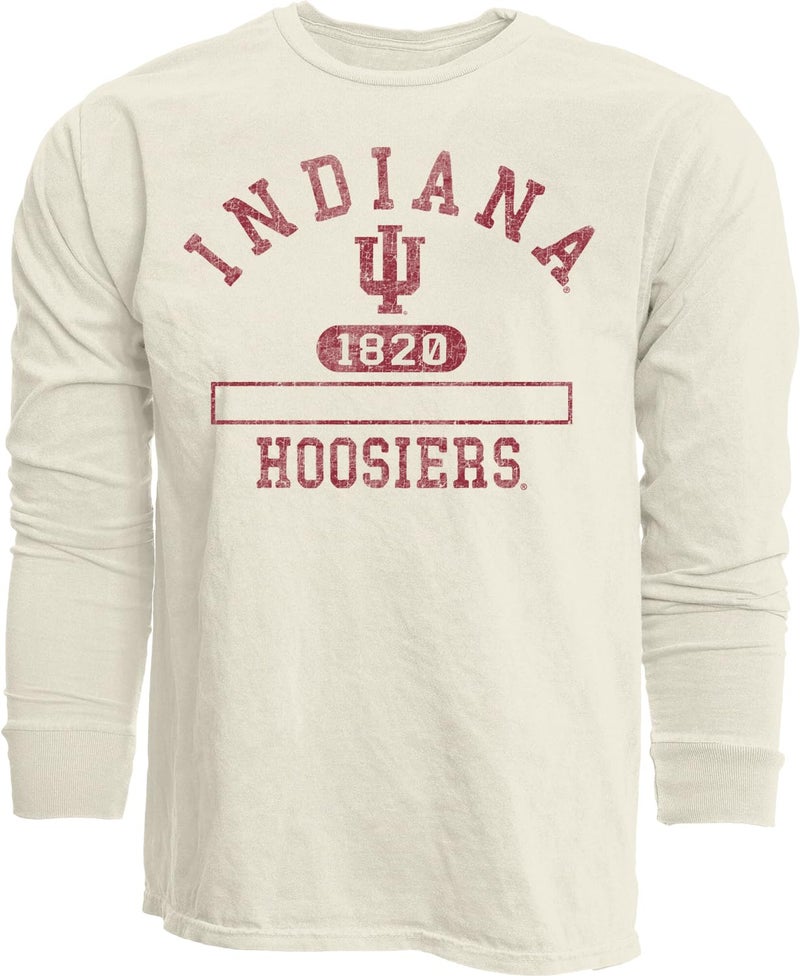 Blue 84 Indiana Hoosiers NCAA Officially Licensed Long Sleeve T-Shirt Ivory Dyed Ringspun, X-Large - Image 1