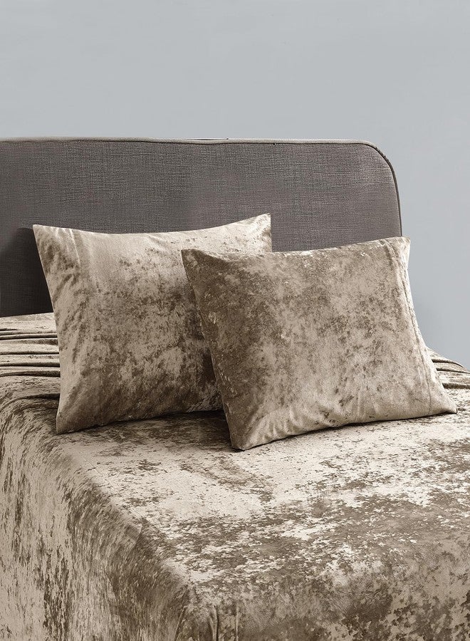 Fredsure Distressed Velvet Sheet Set, 4 Pieces Khaki King, Ultra Soft, Warm - Image 2