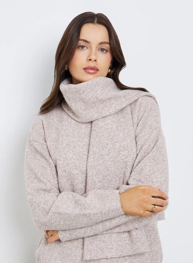 Styli Regular Fit Regular Length Sweater with Scarf