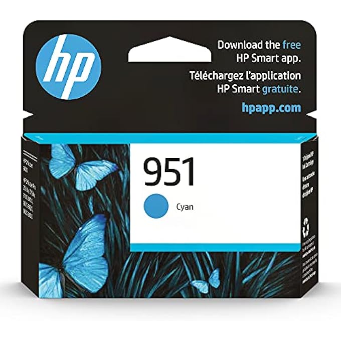 HEWLETT PACKARD 951 CYAN INK CARTRIDGE FOR PRINTERS | WORKS WITH PRINTER SERIES: OFFICEJET 8600, PRO 251DW, 276DW, 8100, 8610, 8620, 8630 | ELIGIBLE FOR INSTANT INK | CN050AN - Image 2