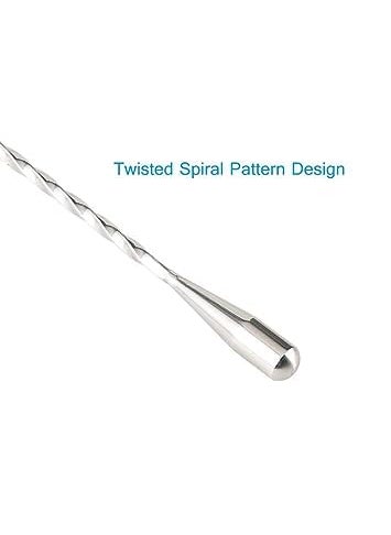 FINALITY finality Stainless Steel Twisted Design Teardrop Bar Spoon Cocktail Mixing Spoon Long Handle Stirring Spoon Size30cm Pack of 2  - Image 4