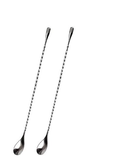 FINALITY finality Stainless Steel Twisted Design Teardrop Bar Spoon Cocktail Mixing Spoon Long Handle Stirring Spoon Size30cm Pack of 2  - Image 1