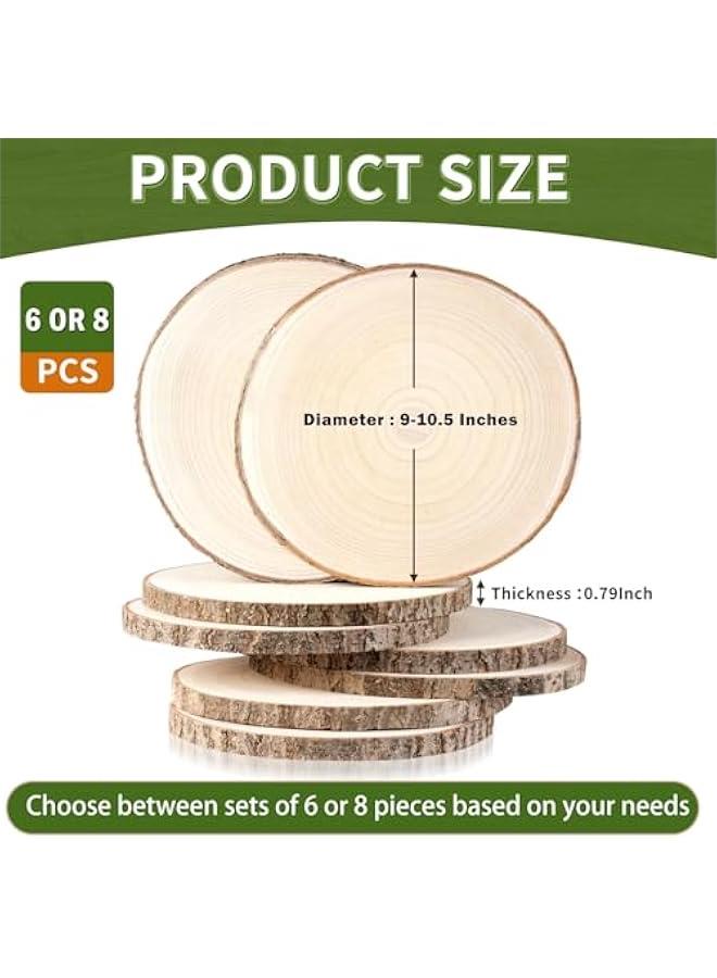 Arabest Wood Slices 8 Pack 9-10.5Inch Large Wood Rounds Unfinished Wood Slices for Centerpieces,Ornaments,Wood Chargers,Wooden Slices forTables Decor,Crafts,DIY - Image 2