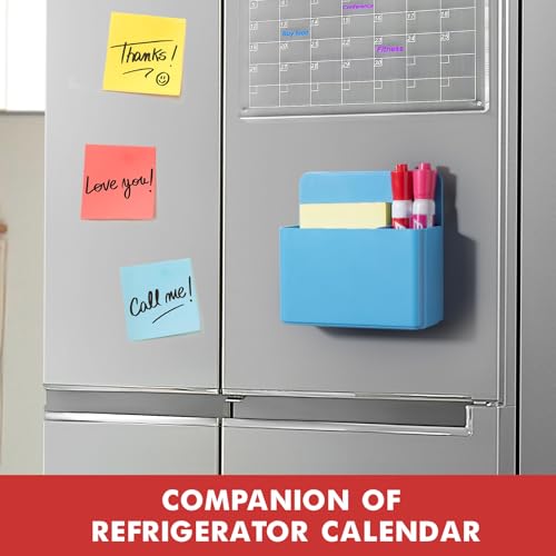 BEYGORM 2 Pack Plastic Magnetic Pen Holder for Refrigerator, Dry Erase Marker Holder for Whiteboard，Magnet School Locker Organizer Accessories, Pencil Cup, Pen Caddy, Classroom Organization(Blue) - Image 2