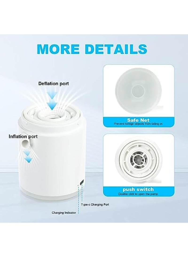 SYOSI Electric Mini Air Pump, Portable Air Pump with 5 Nozzles Camping Light, 1360mAh Battery USB Rechargeable, Quick-Fill Deflate & Inflate Pump for AirBed Pump, Swimming Pool Camping Accessories - Image 2