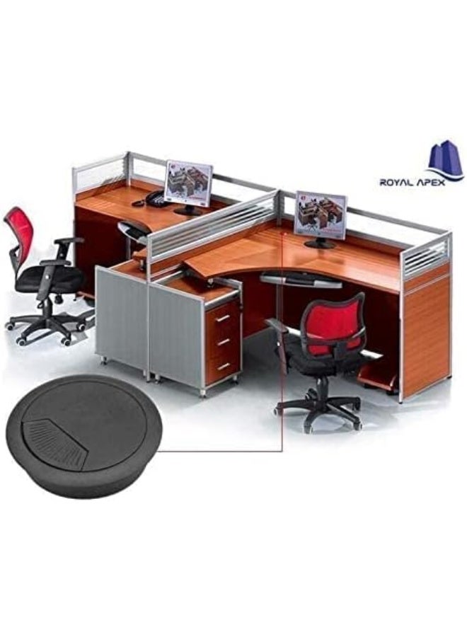 Royal Apex Royal Apex Plastic Grommet Computer Cable Tidy Desk Table PC Outlet Wire Cover Pack Of 3(80MM, Black)  - Image 3