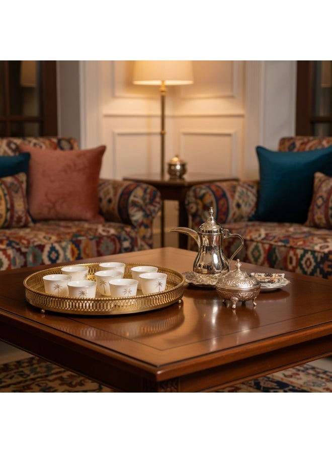 Germax Arabic Coffee Cups Set - 12 Piece Premium White Porcelain Cawa Cups - Image 2