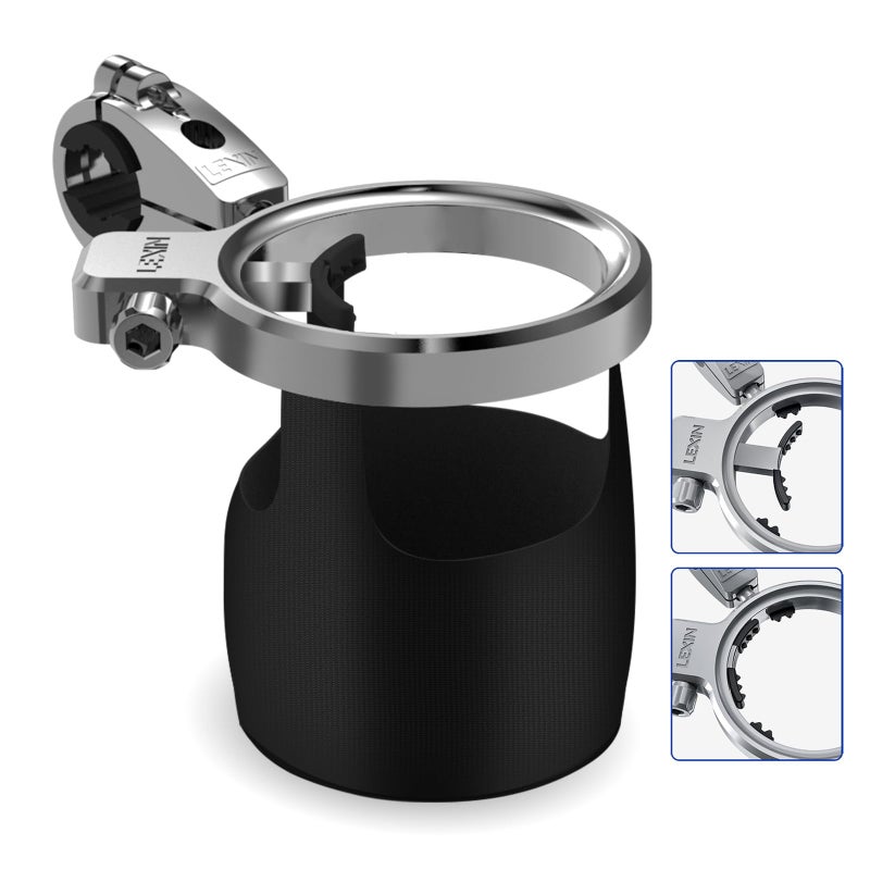 LEXIN C4 Extra Large Motorcycle Cup Holder for Harley Davidson Max 32oz Drink Holder with 360 Ball Swivel Aluminum Clamp for 781 14 HandlebarBumperPole Mount Apply for ATV UTV Boat More