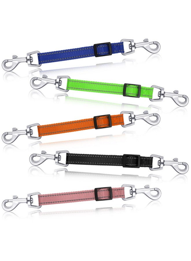 Saintrygo 5 Pcs Safety Dog Collar Clips Prong Collar Backup Clips Adjustable Reflective Nylon Harness Connector Metal Double Ended Backup Clasp for Harness Pet(Bright Color) - Image 1