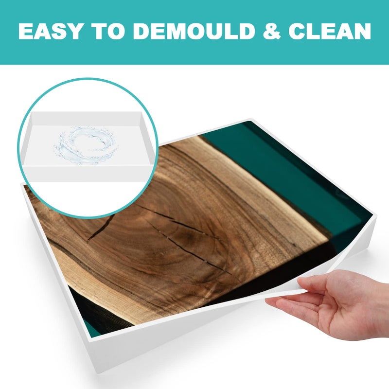 Sntieecr Large Rectangle Resin Table Molds, 16 x 12 x 2.4 Inch Charcuterie Board Resin Mold, Epoxy Table Mold for Tray Board, River Coffee Table, DIY Art Home Decoration - Image 5