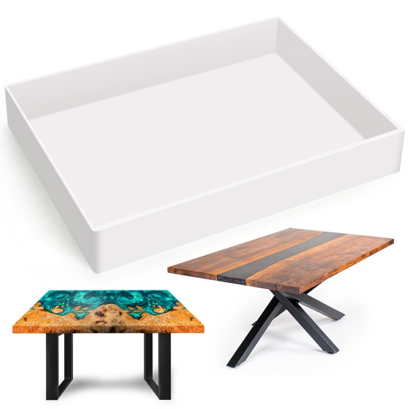 Sntieecr Large Rectangle Resin Table Molds, 16 x 12 x 2.4 Inch Charcuterie Board Resin Mold, Epoxy Table Mold for Tray Board, River Coffee Table, DIY Art Home Decoration - Image 1