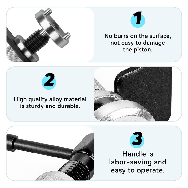 Alieemo Car Disc Brake Caliper Piston Rewind Tool, 3pcs/Set Brake Piston Wind Back Tool, Auto Rear Brake Pad Wind Back Right Handle Tool, Universal for RV, SUV, Truck - Image 5