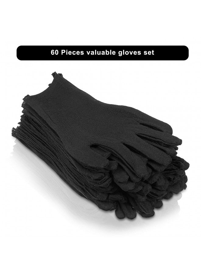 SATINIOR 120 Pieces Cotton Gloves Large Size for Men Women Inspection Gloves for Dry Hand Art Handling Coin Jewelry (Black,L) - Image 2