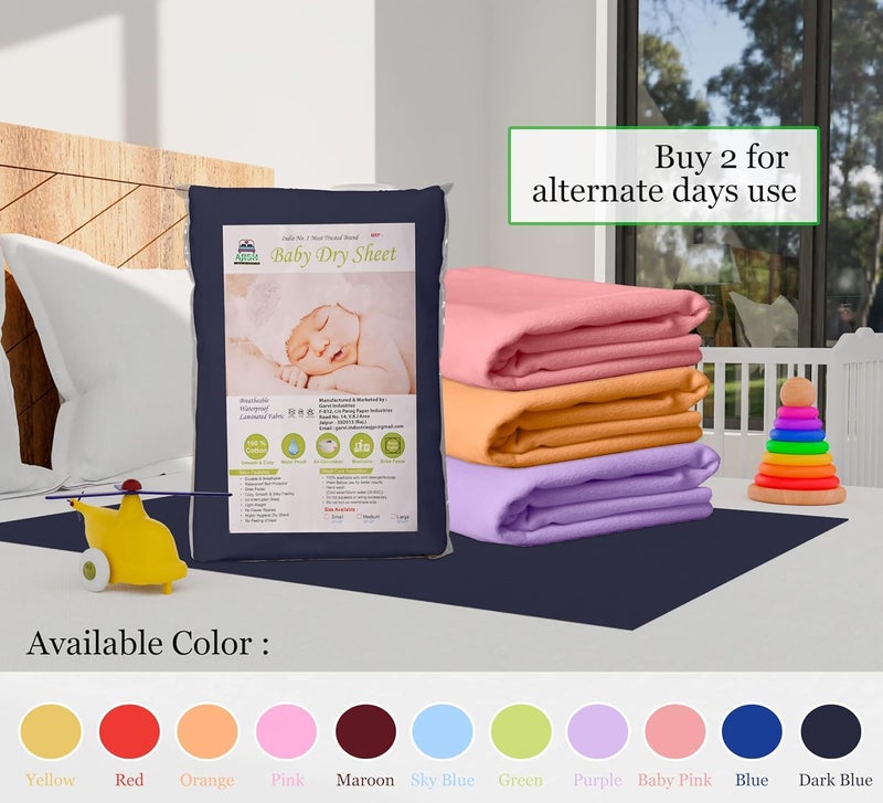 AJISH Baby Bed Protector Reusable, 100% Waterproof High Absorbent Faster Dry Sheet, Soft Cotton Fabric, Best for New Born Babies & Toddler Children, 100X140CM, Navy Blue, Extra Large, Pack of 1 - Image 4