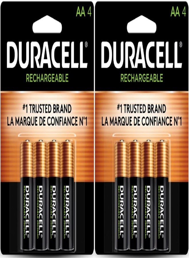 Procter & Gamble Duracell Rechargeable AA NiMH Batteries, MIGNON/HR6/DC1500, 2450mAh, 8-Count Package - Image 1
