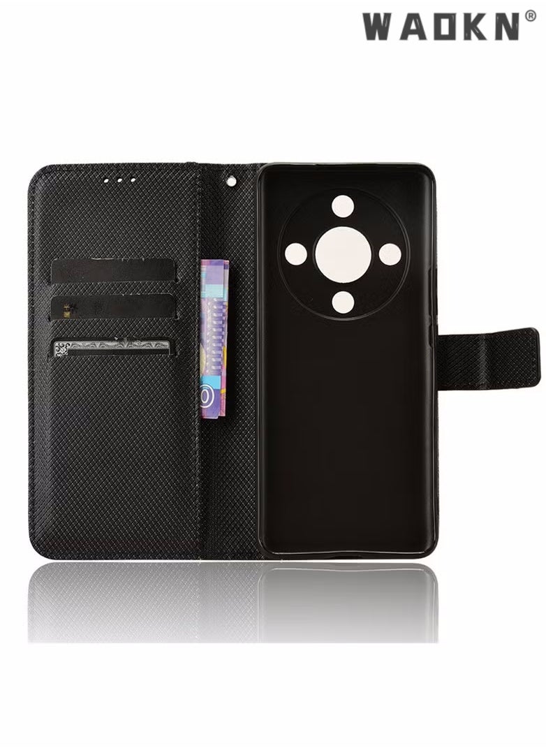 WAOKN Flip Wallet Phone Cover Case for Honor X9b 5G Leather Case Compatible with Honor x9b Case,Flip Cowhide PU Leather Wallet Cover, Card Holder Leather Protective Phone Case (Black)  - Image 5