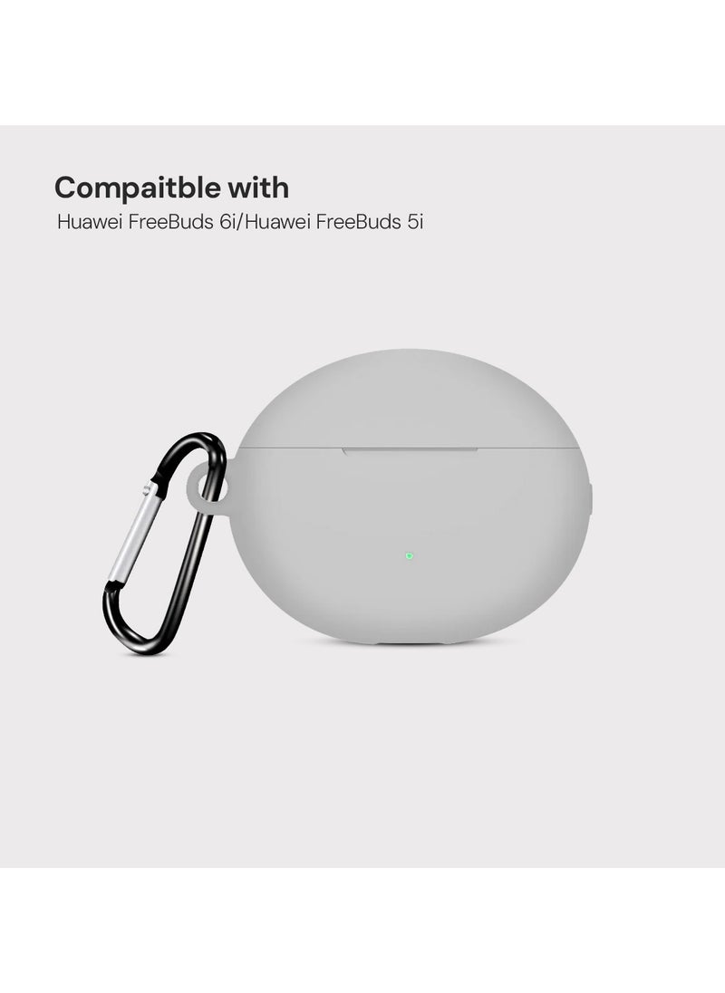 O Ozone Earphone Case Cover for Huawei FreeBuds 6i/5i, Premium Soft Silicone Full-Body Protection Shockproof Bluetooth Headphone Case
- Grey  - Image 2