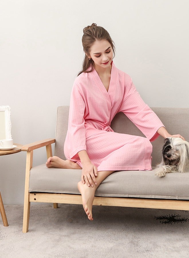 Women's Turkish Linen Waffle Kimono Robe - Super Soft, Quick Dry, Perfect for Spa, Bath & Home Lounging (Pink) Sizes M/XL/XXXL - Image 3