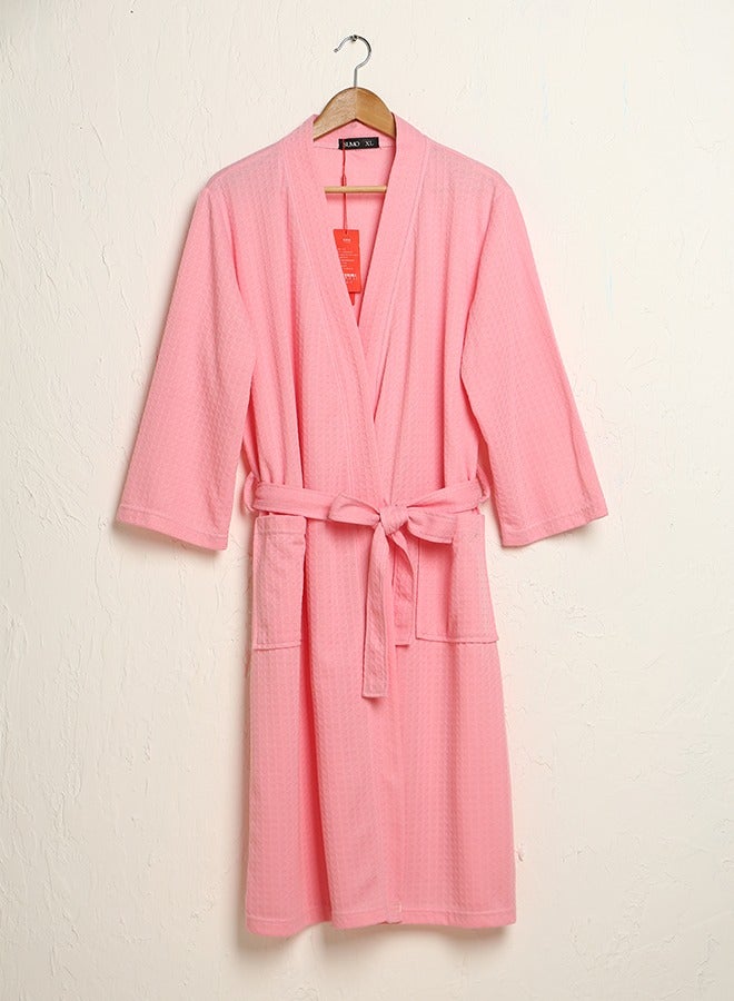 Women's Turkish Linen Waffle Kimono Robe - Super Soft, Quick Dry, Perfect for Spa, Bath & Home Lounging (Pink) Sizes M/XL/XXXL - Image 4