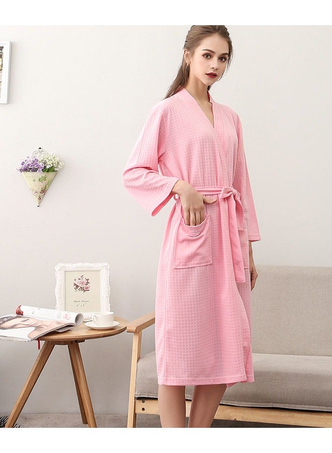 Women's Turkish Linen Waffle Kimono Robe - Super Soft, Quick Dry, Perfect for Spa, Bath & Home Lounging (Pink) Sizes M/XL/XXXL - Image 2