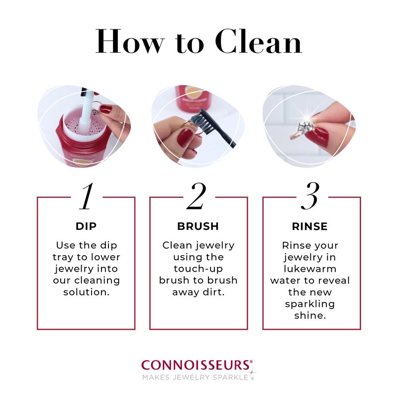 Connoisseurs Premium Edition Fine Jewelry Cleaner Solution for Gold, Diamonds, Platinum, and Gemstones - (2 Pack) 9.6 fl oz - Restores Brilliance in Seconds - Image 5
