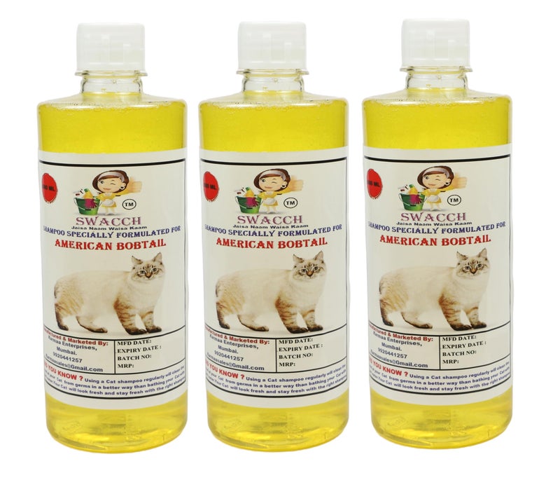 Swacch Shampoo Specially Formulated for American Bobtail (500ML) (Combo Pack of 3) Lemon - Image 1