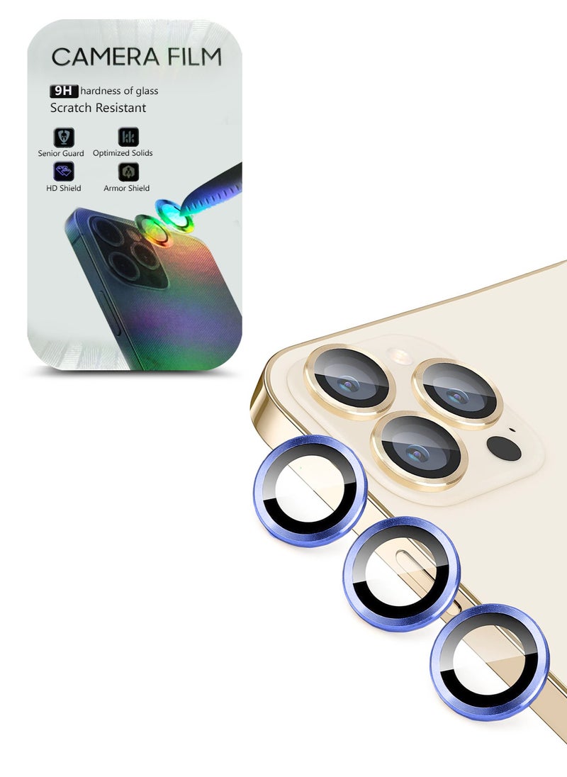 Wtech - Apple iPhone 15 Pro Max 2023 Premium Camera Lens Film Protector Shield (MLHICR) - Clear/Blue - Image 1