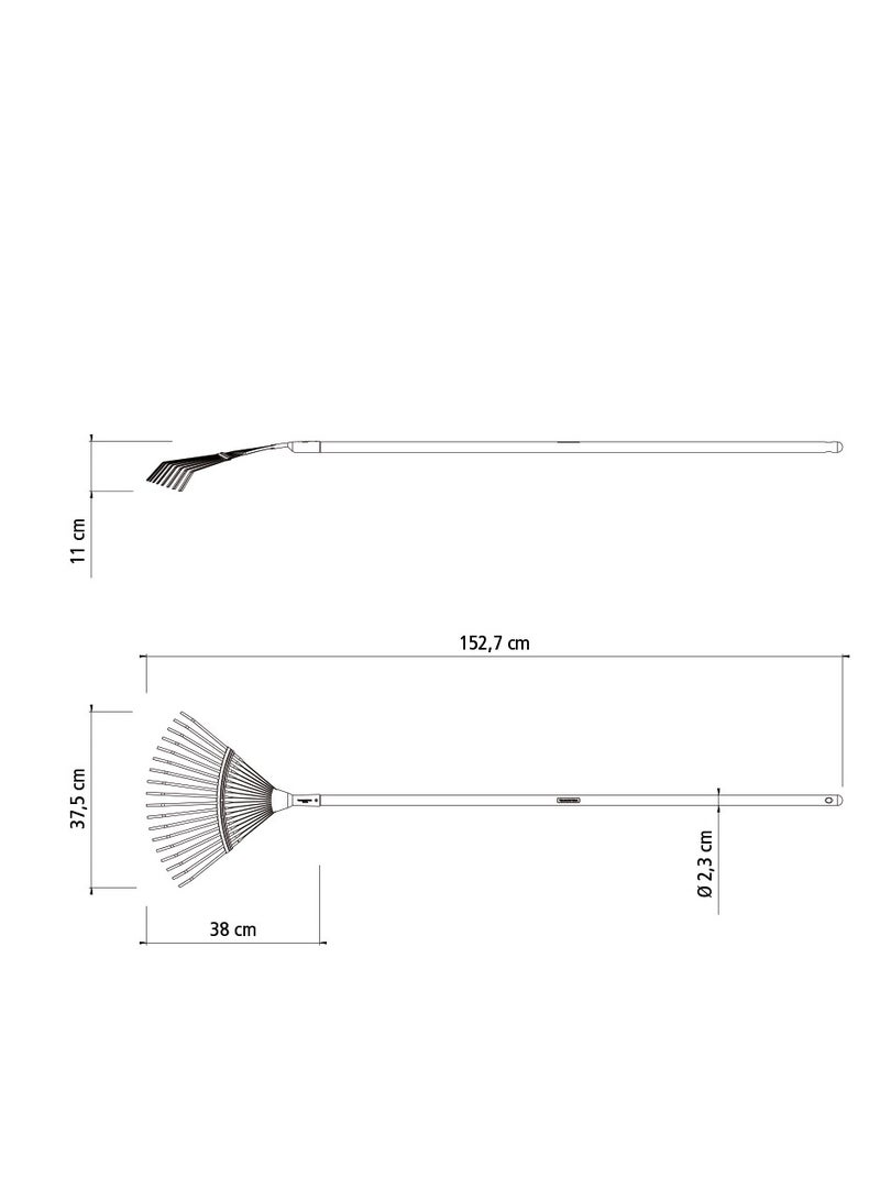 TRAMONTINA مقشطة معدنية ثابتة مع 18 سن مسطح ومقبض خشبي بطول 120 سم - Image 3