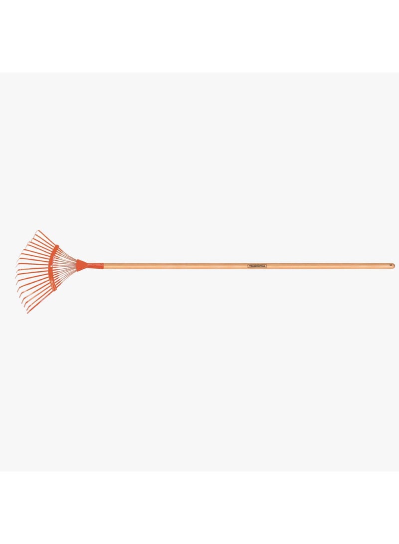 TRAMONTINA مقشطة معدنية ثابتة مع 18 سن مسطح ومقبض خشبي بطول 120 سم - Image 1