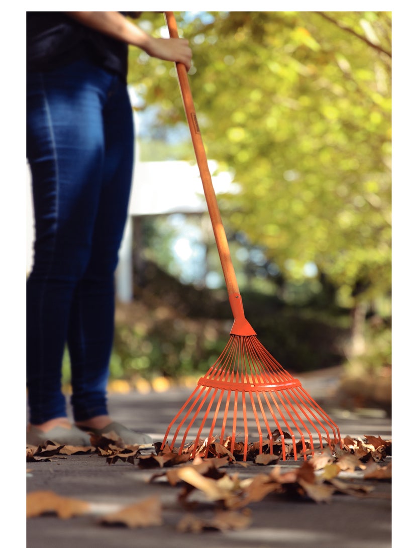 TRAMONTINA مقشطة معدنية ثابتة مع 18 سن مسطح ومقبض خشبي بطول 120 سم - Image 2