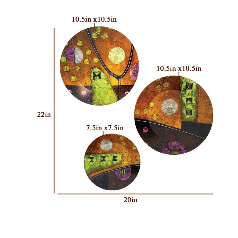 WOODHANG Beautiful Set of 3 Modern Abstract Ceramic Wall Decorative PlatesPerfect Home Decor and Wall Decor Items for Hall and Living RoomHanging Wall Plate - Image 2