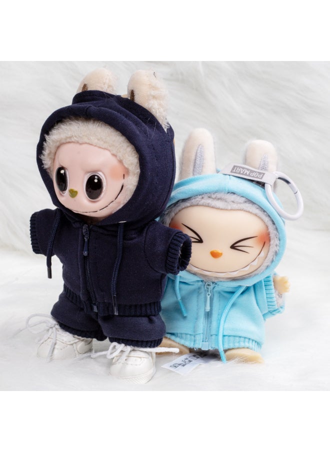 null - 17CM Labubu Labubu Macaron Clothes Doll Clothes Zipper Hole Hoodie Versatile Cute In Stock-Specifications:17cm Labubu For-Color:Red Zippered Hooded Sweatshirt - Image 1