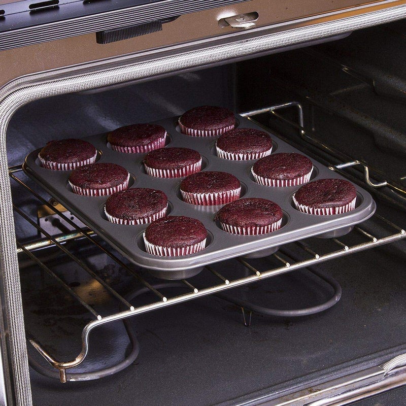 H H CREATION 12 Cup Muffin Pan NonStick Baking Pans Easy to Clean and Perfect for Making Jumbo Muffins Cup Cake Black - Image 5