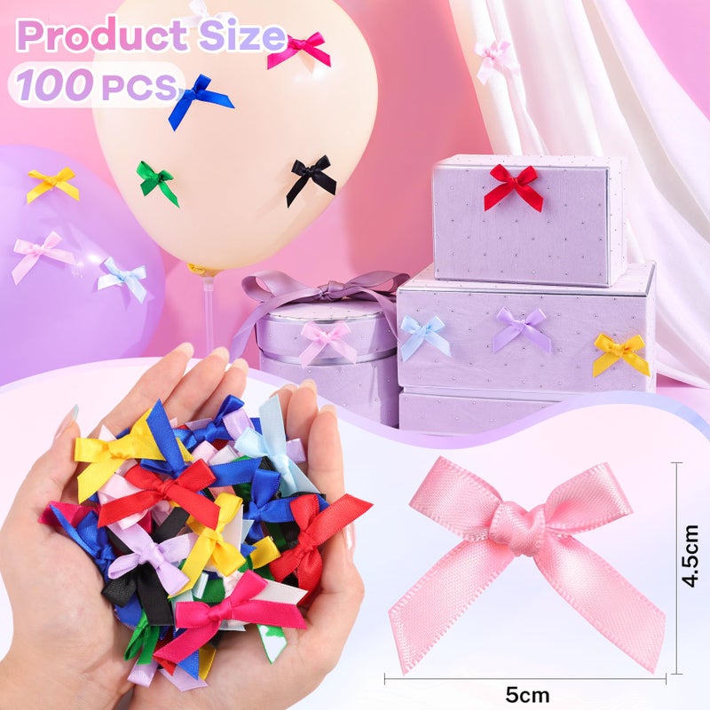 TINKRSTUFF 100 قطعة من أقواس Tinkrstuff الصغيرة الملونة للحرف اليدوية مقاس 1.5 × 2 بوصة من القماش أقواس صغيرة للديكور وشريط الساتان قوس صغير للملابس وزينة شجرة عيد الميلاد وهدايا عيد الشكر وحلوى بالون الكعك - Image 3