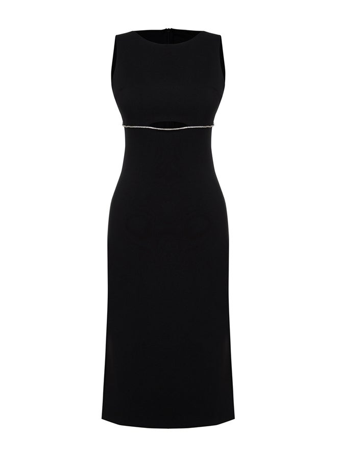 trendyol - Black Window/Cut Out Detailed Shiny Stone Elegant Evening Dress - Image 1