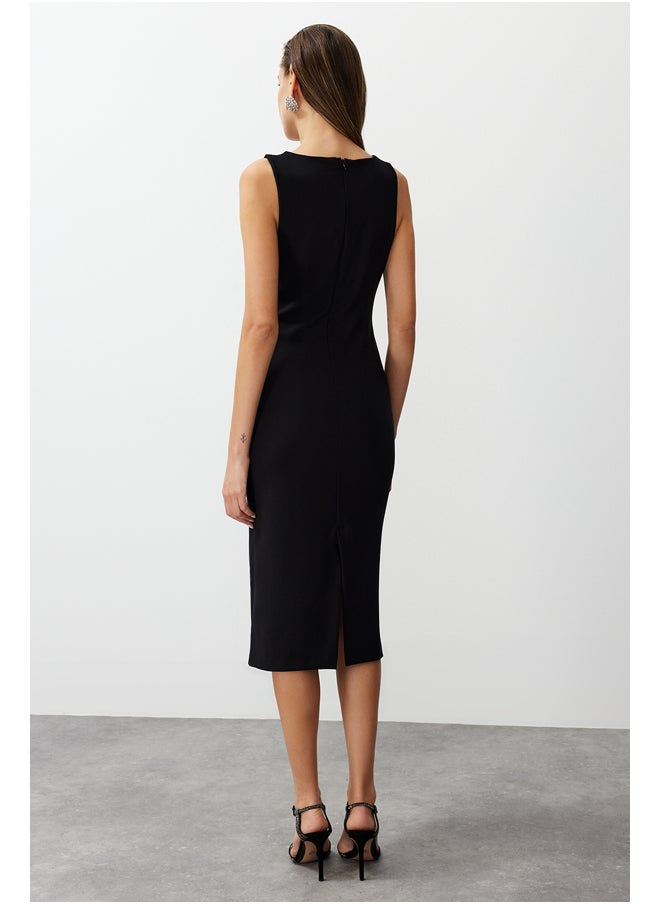 trendyol - Black Window/Cut Out Detailed Shiny Stone Elegant Evening Dress - Image 1