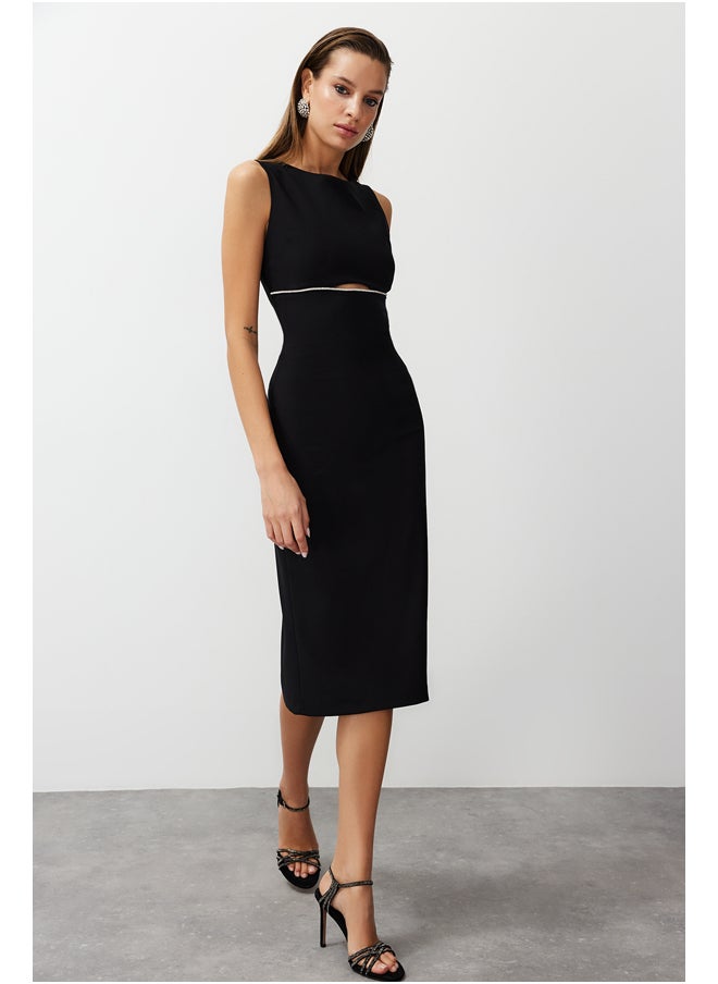 trendyol - Black Window/Cut Out Detailed Shiny Stone Elegant Evening Dress - Image 1