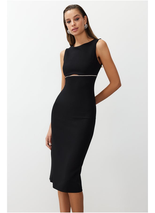 trendyol - Black Window/Cut Out Detailed Shiny Stone Elegant Evening Dress - Image 1